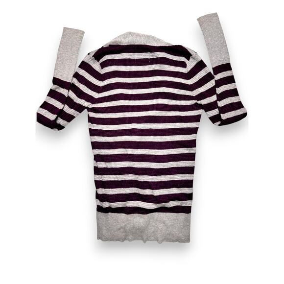 Y2k American Eagle Striped Gray/Purple Shawl Collar Cardigan Sweater Size M - Picture 5 of 11